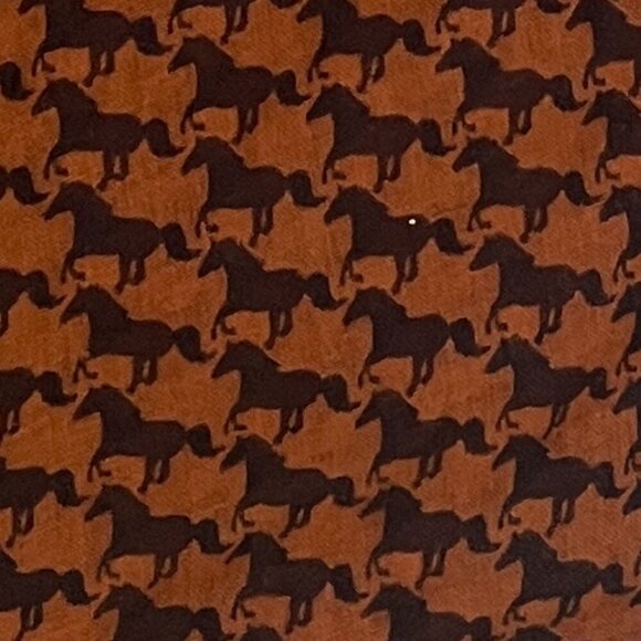 Horse Houndstooth Large Wool Scarf Sheer Layering Lagenlook Fall Brown HorseGirl - Picture 2 of 9